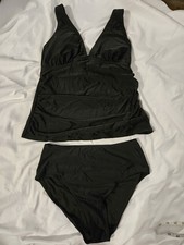 Zaful Women's Tankini Swimsuit Black Classic V-Neck Adjustable Straps Sz M NWT