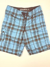 O'Neill Blue  Black Plaid Board Shorts Swim Trunks Size 33