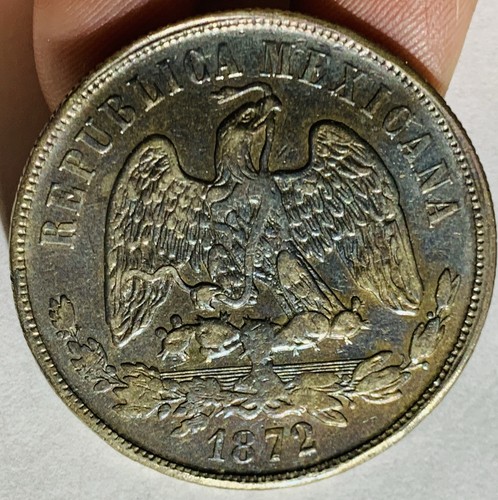 WORLD SILVER COIN: * 1872 MO MEXICO PESO, XF * - Picture 2 of 2