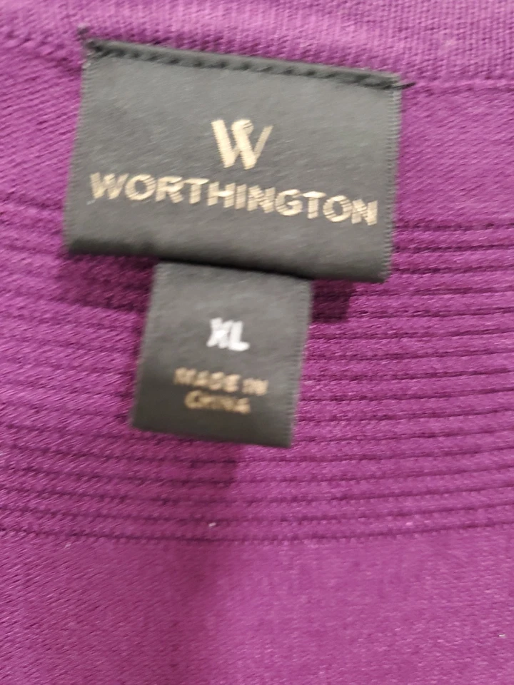 Vestido Worthington Púrpura Tejido XLarge Acampanado Manga Larga Elastizado Comodidad Foto 4 de 4
