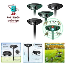 4-Piece Solar Powered Ultrasonic Animal Repeller for Garden Pest Control