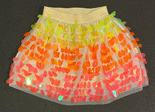 Cat Jack Colorful Sequins Party Skirt Girls XS 4/5 Flare Tulle Sparkle Layered