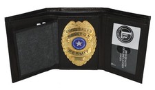 Bi-Fold Badge Holder Wallet Oval Badge Style with Card Flap by Leatherboss