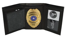 Bi-Fold Badge Holder Wallet Oval Badge Style with Card Flap by Leatherboss
