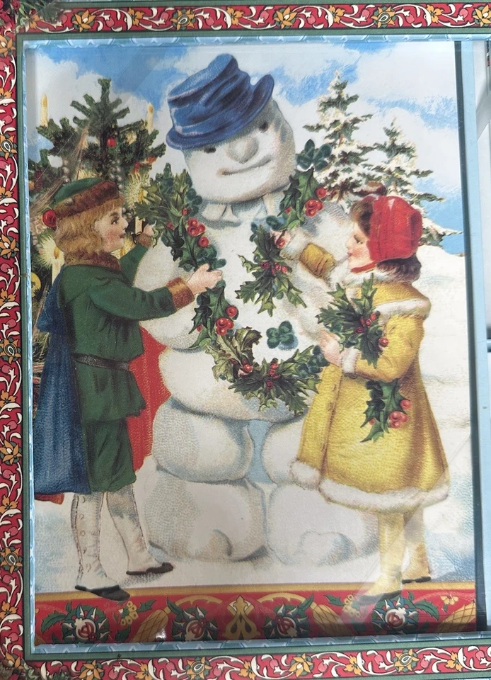 PUNCH STUDIO 30 Cartões de Inverno de Natal em Branco Bonecos de Neve Vitorianos Conjunto de Caixa Aparência Antiga - Imagem 3 de 4