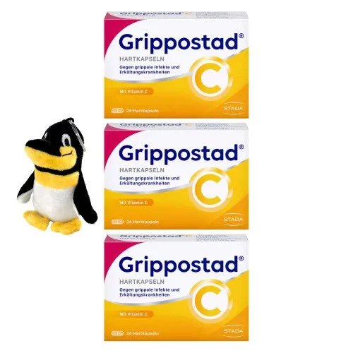 STADA CONSUMER HEALTH DEUTSCHLAND GMBH Grippostad c Hartkapseln (3x24 St) + Pinguin Schlüsselanhänger 3 St