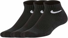 Nike Boys Cushioned Dri-Fit Ankle Socks 3-Pack Black Size 4-5 RN0012-023 NWT