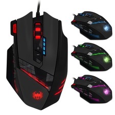 Wired Gaming Mouse 4800 DPI 12 Programmable Buttons Weight Tuning RGB Black