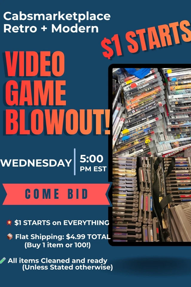 $1 Starts🔥 LIVE VIDEO GAME SUPER SALE – ALL GENERATIONS NEW DROPS