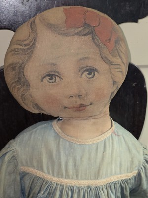 Antique Arnold Print Works Child Girl Cloth Doll 24'' Printed Litho Antique Dress