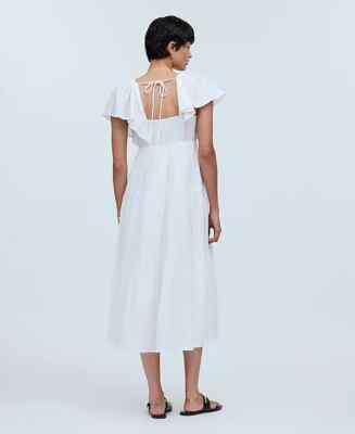 knee length dresses for ladies Pinkblush Ivory Deep V-Neck Flutter Sleeve Tiered Maternity Midi Dress Small main image 1