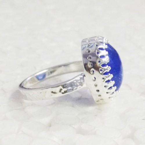 925 Sterling Silber Aqua Chalcedon Ring Geburtssteinring Handgemachter Schmuck - Bild 2 von 6