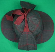 Olive w/ Russet Windowpane Deerstalker Wool Hat Made In England 7- 1/2 US NOS