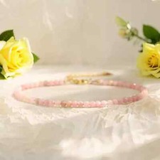 Natural Pink Opal Crystal Gemstone Dainty Bracelet Minimalist 3mm Faceted Beads