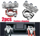 2Pcs Auto Battery Terminal Quick Connector Cables Clamps 3 Way Positive Negative