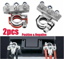 2pcs Auto Battery Terminal Quick Connector Cables Clamps 3 Way Positive Negative 2pcs Auto Battery Terminal Quick Connector Cables Clamps 3 Way Positive Negative