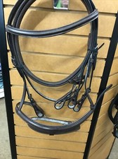 Full Size English Havana/brown Bridle With Flash Noseband And Rubber Reins