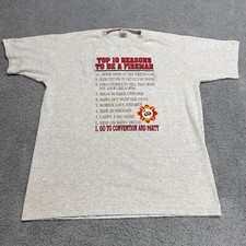 Vintage Fire Fighter Shirt Mens XL Jerzees 10 Reasons To Be a Fireman