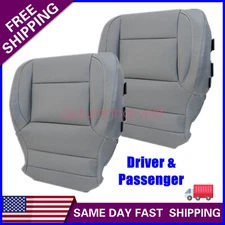 Driver & Passenger Bottom Seat Cover Leather Gray For 2014-2019 GMC Yukon Denali