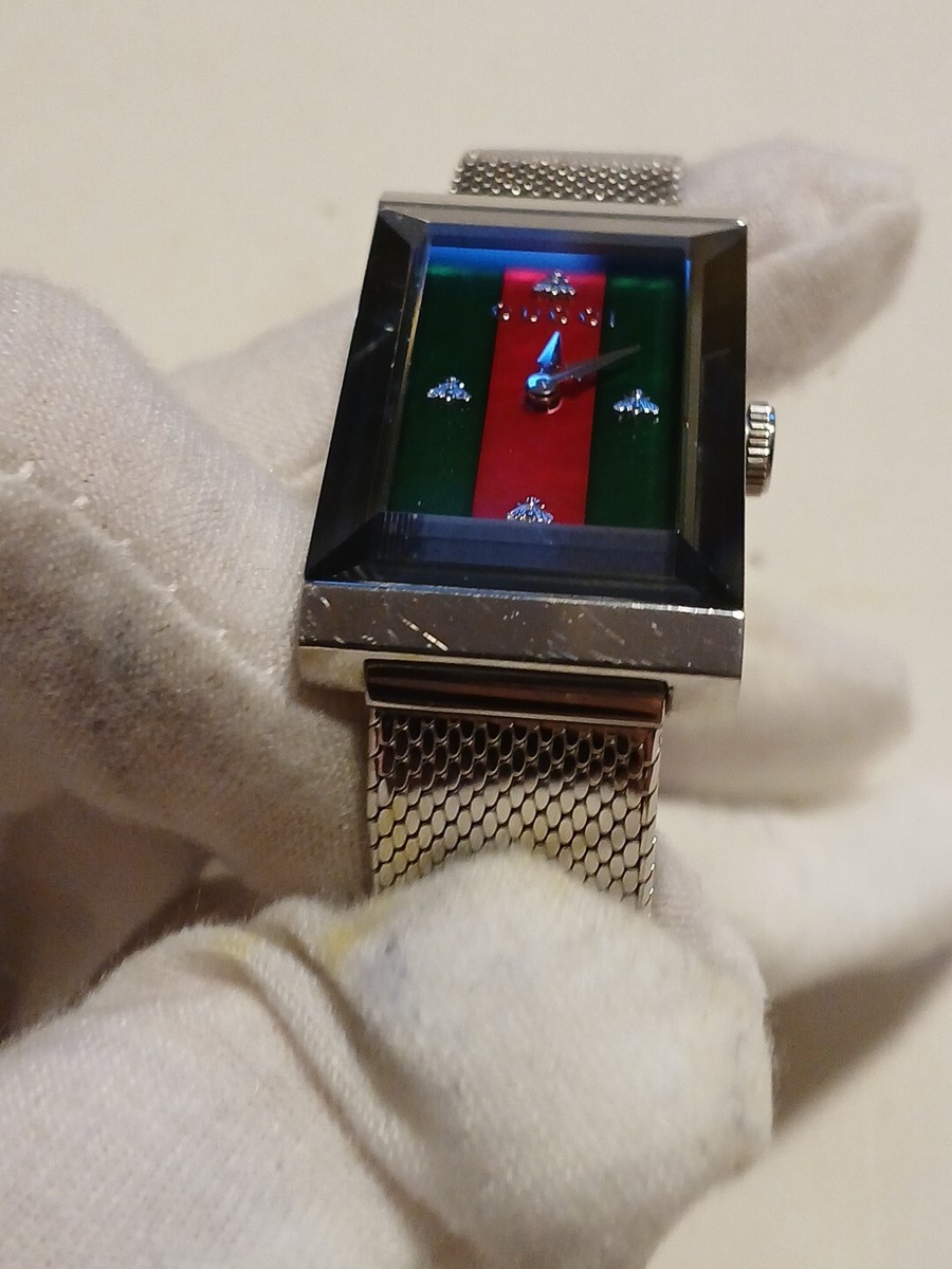 【 GUCCI 】 G-Frame Green and Red Dial Ladies Watch YA147401 s-l400.jpg