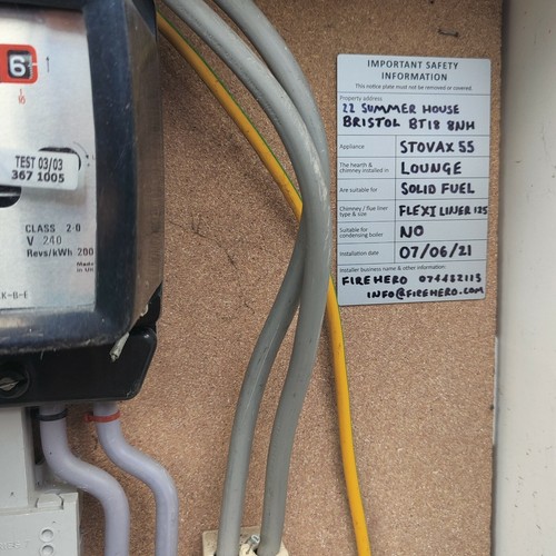 Data Notice Plate Chimney / Log burner / Flue / Stove / Multifuel eBay