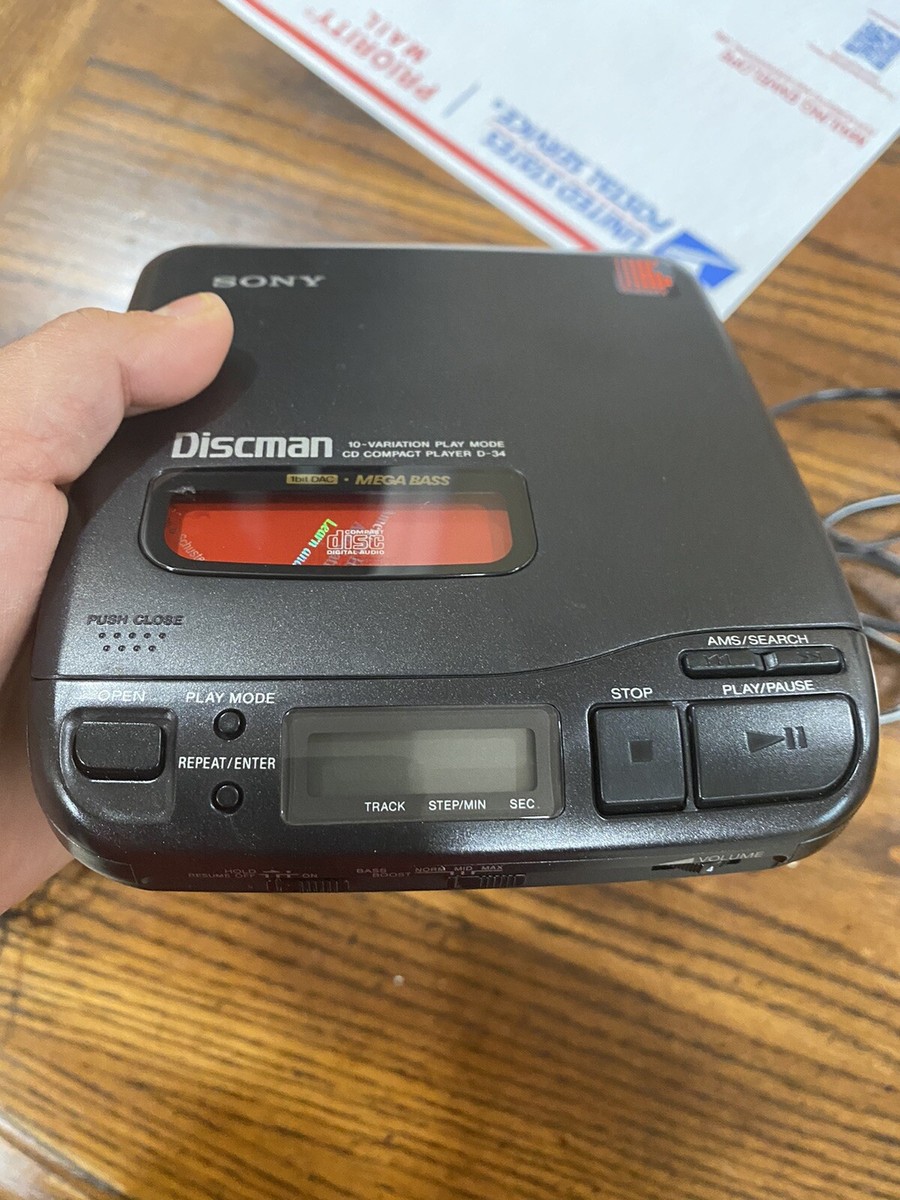 Vintage Sony Discman D-34 Portable CD Player With Car Adaptor | eBay