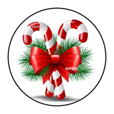 CANDY CANES CHRISTMAS ENVELOPE SEALS STICKERS LABELS TAGS 1.5" ROUND 30