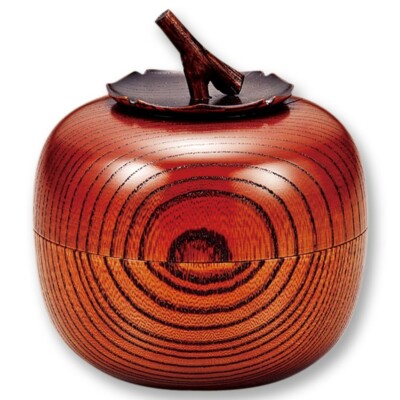 Cha-ire Wooden Zelkova Tea caddy Yamanaka lacquerware Persimmon Motif Japan