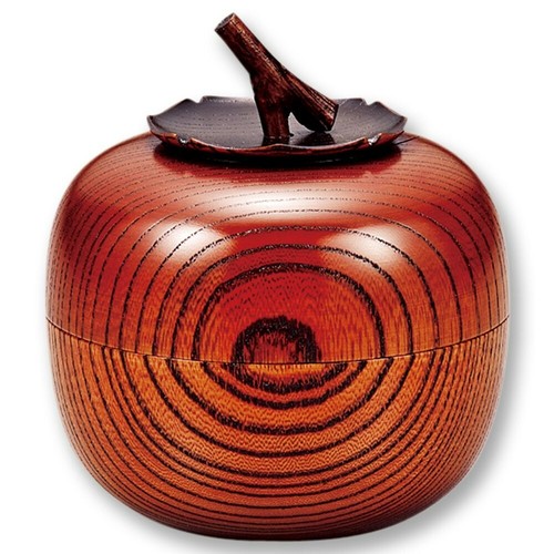 Cha-ire Wooden Zelkova Tea caddy Yamanaka lacquerware Persimmon Motif Japan - Afbeelding 1 van 2