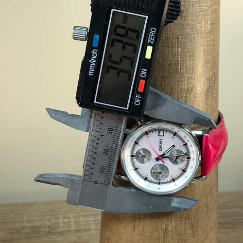 DKNY Hot Pink Y2K Leather Band Ladies Chronograph Watch NY-4929 - Picture 7 of 11