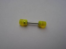 Stainless Steel Barbell Yellow UV Tube Balls 14G 3/8 Made In USA