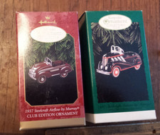 Lot of 2 Hallmark Collector's Club Die-Cast Pedal Car Ornaments
