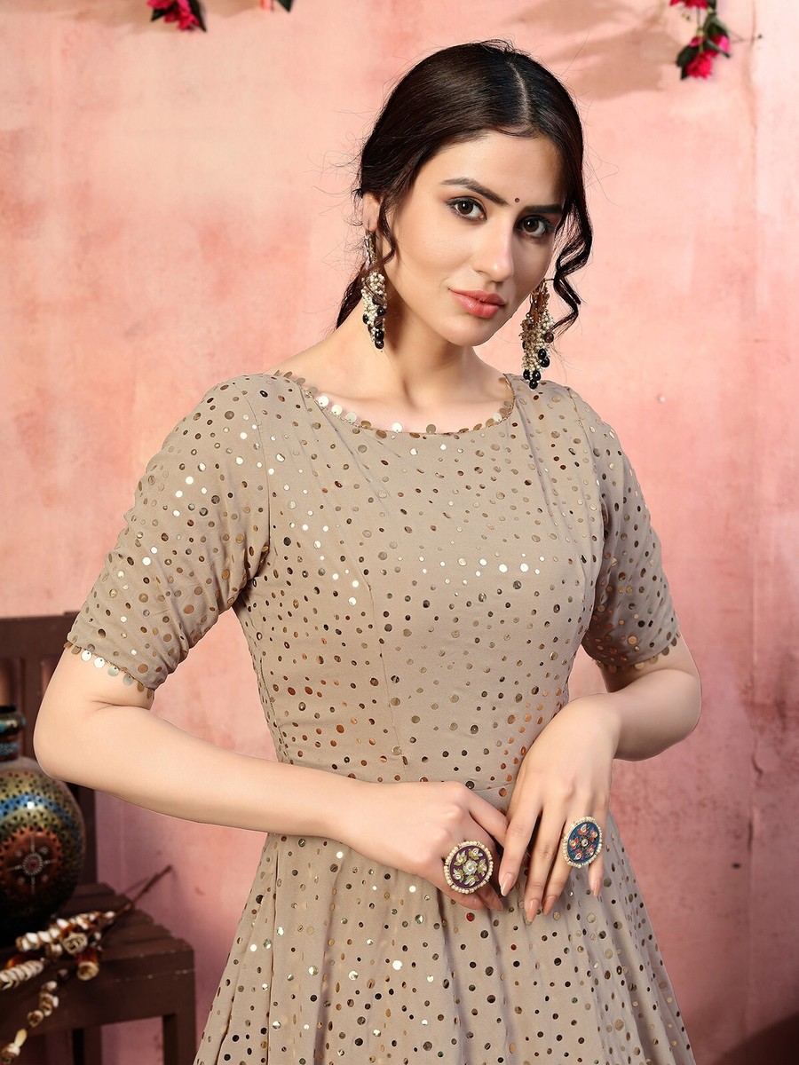 beige indian dress classy Beige Anarkali Suit, Indian Wedding Outfit