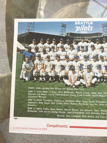 🔥RARE 1969 Seattle Pilots Team Photo Sicks' Stadium Avis Promo Mint Mariners 🔥 - Picture 9 of 10