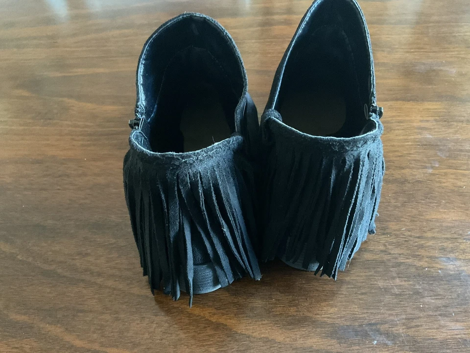 Botines Pierre Dumas de mujer con flecos de gamuza negros talla 8 Foto 2 de 4