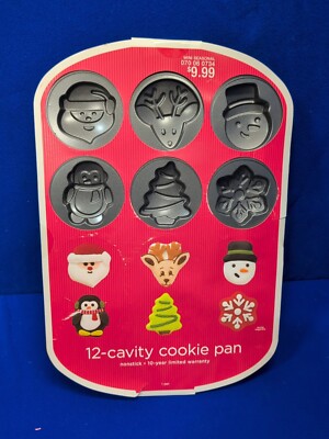 NEW! Wilton 12 Cookie Shapes Pan 2011 Christmas Baking 6 Designs Non Stick Sheet
