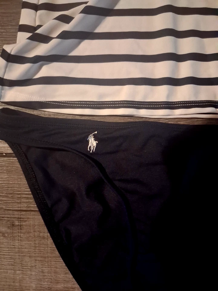 NUEVO RALPH LAUREN Tankini Traje de Baño Bandeau Sin Tirantes Pequeño Rojo Blanco Azul Foto 2 de 4