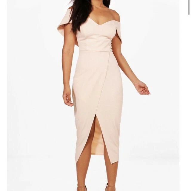 One shoulder wrap skirt midi dress cheap