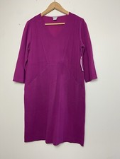 CHICO'S Size 1  8-10 M  Shift Dress Fuchsia 3/4 Sleeve Stretch Knit Knee Length