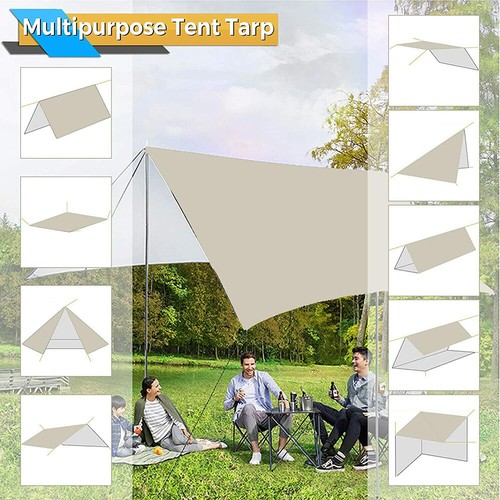 Tarp 3x3 Wasserdicht Sonnensegel Hängematte Outdoor Camping Zelt Plane Zeltplane - Bild 7 von 19