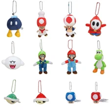 Super Mario Plush Toy Luigi Yoshi Chef Toad Mushroom Boo Bob-omb Keychain Doll