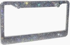 1 Luxury Grey Gray Diamond Crystal License Plate Frame Caps Made With Swarovski