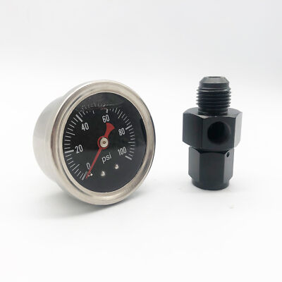 #ad 0 100 PSI Pressure Gauge 1 8quot; NPT Liquid With AN 6 Adapter Fuel Pressure Gauge $12.15