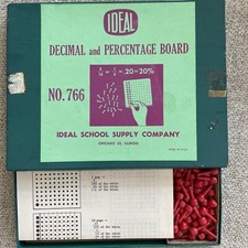 Decimal  Percentage Board Pegs Math Tool Homeschool Montessori 1954 USA Vintage