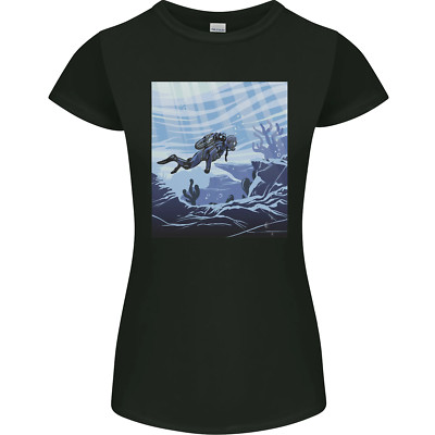 A Deep Sea Scuba Diver Tauchen Damen Petite Schnitt Maglietta