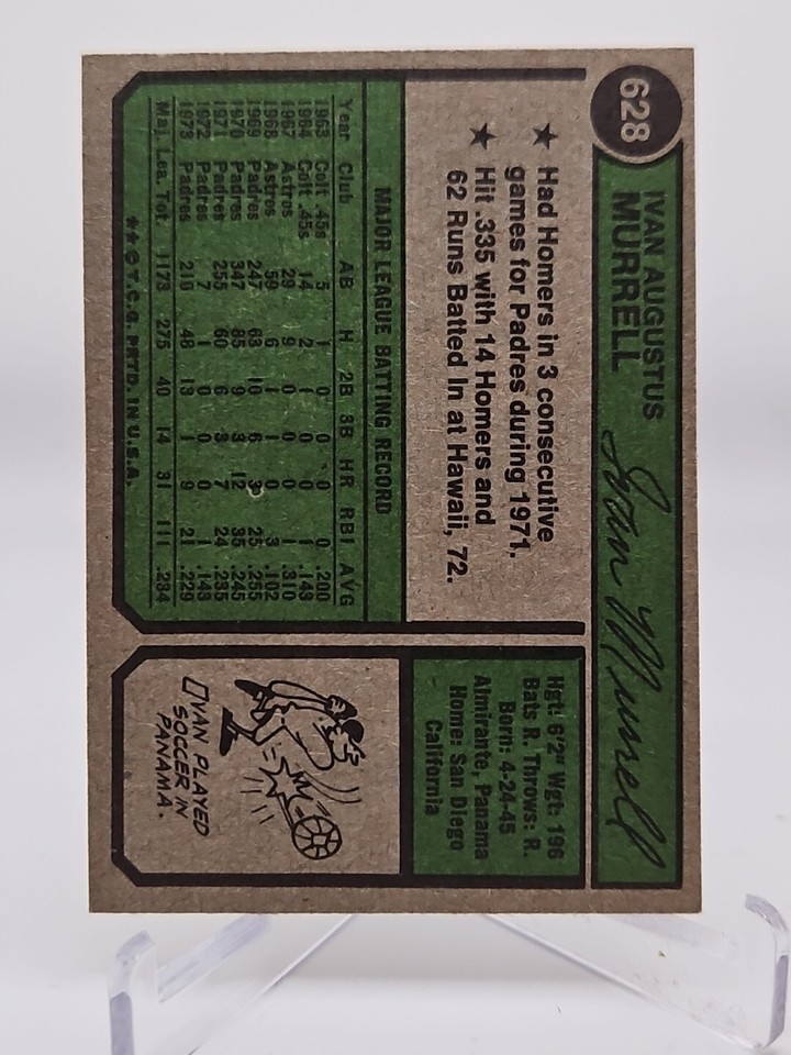1974 Topps Ivan Murrell #628 Vintage San Diego Padres Baseball Card | eBay