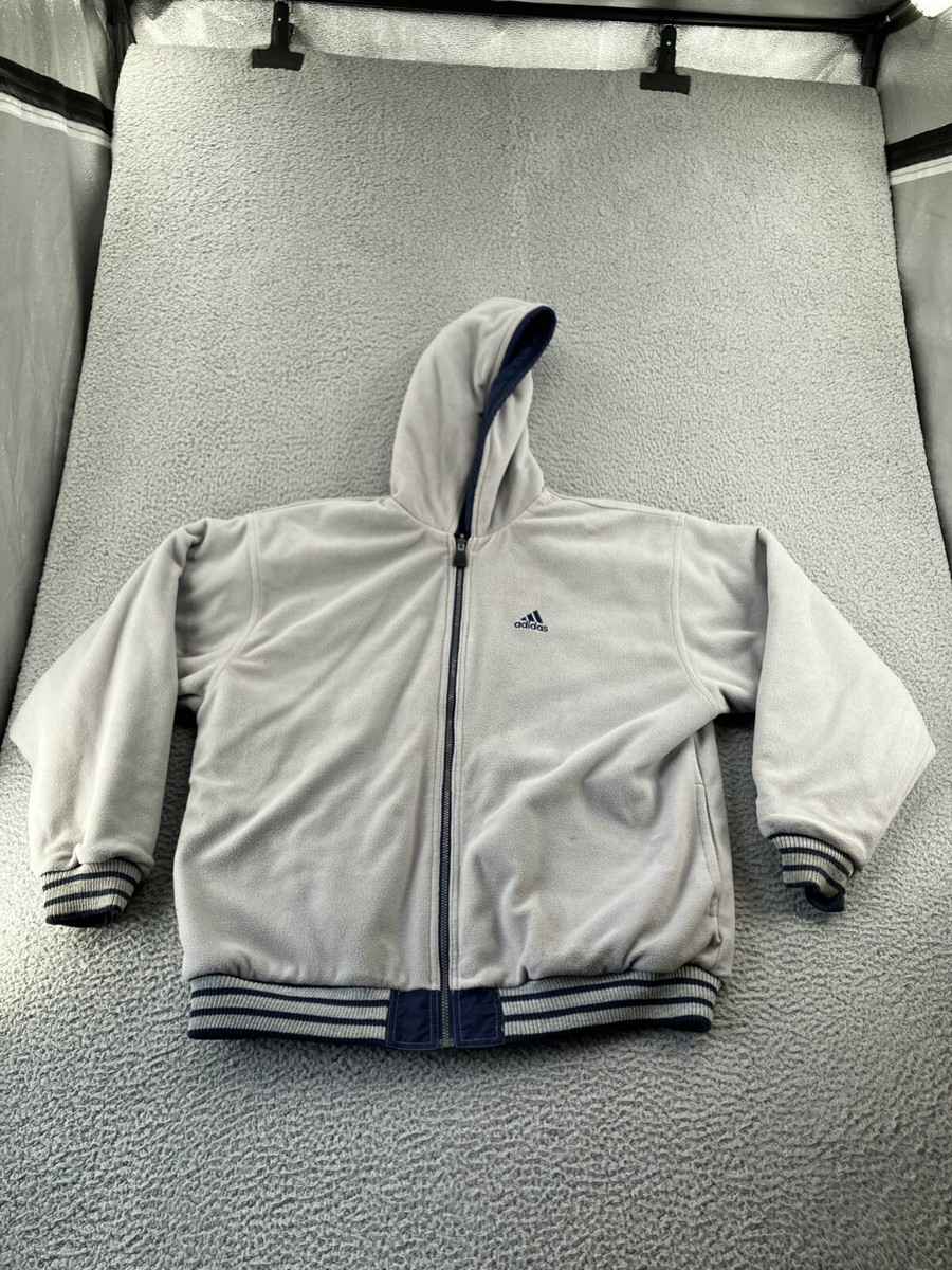 Vintage Adidas Jacket Mens XL Blue Gray Reversible 90s Logo