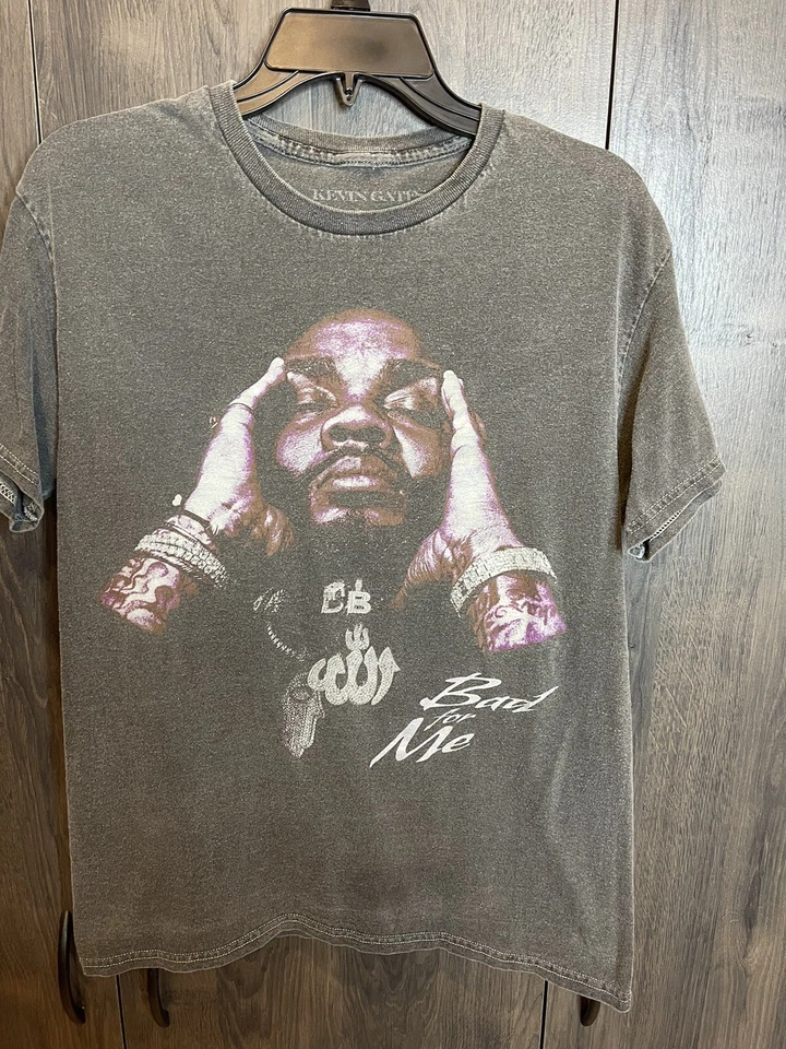 Kevin Gates Bad For Me 官方男式黑色 T 恤中号灰色 — 第 2/4 张图片