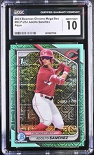 2024 Bowman Chrome Mega Adolfo Sanchez Aqua 1st Mojo Refractor #/299 CGC 10 Reds