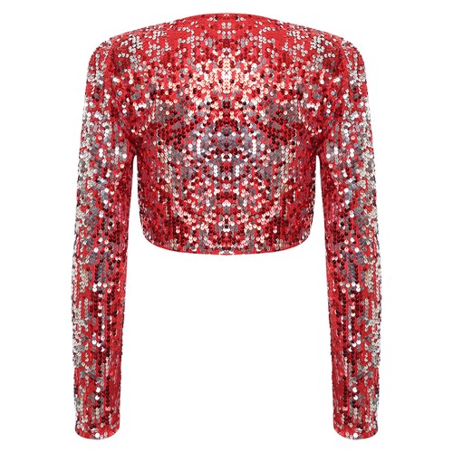 DE ranrann Bolero Damen Festlich Pailletten Glitzer Kurze Langarm Schulterjacke - Bild 12 von 57